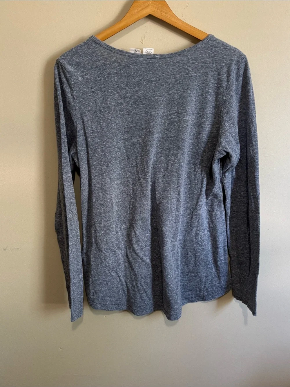 Artisan NY Heathered Blue Gray Scoop Neck Long Sleeve Tee Size L